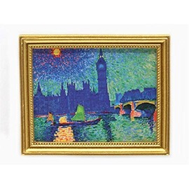 Melody Jane Dollhouse London Big Ben Picture Painting Gold Frame Miniature Accessories 1:12