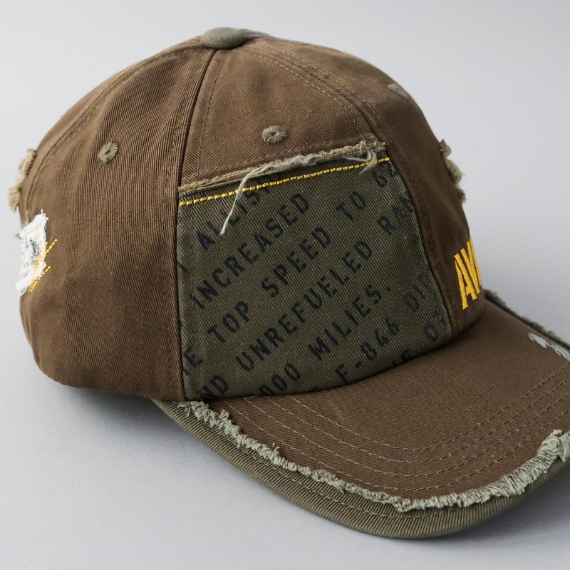 Avilex Ripped Remake Low Cap, 6 Panels, Full Cap, Baseball