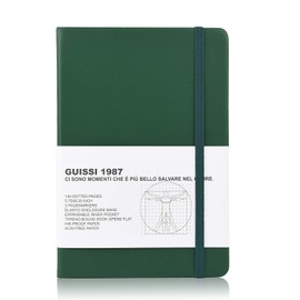 Guissi Classic Dot Grid Hardback Notebook A5 Thick Acid Free Paper with Inner Pocket Leather Office School Supplies 144 Pages
