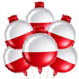 LaRandom 6 Pcs Bobber Balloons Gone Fishing Party Decorations Inflatable Bobber Foil Balloons Hanging Red and White Ornament Decor for Fishing Theme Party Supplies Summer Nautical Decor