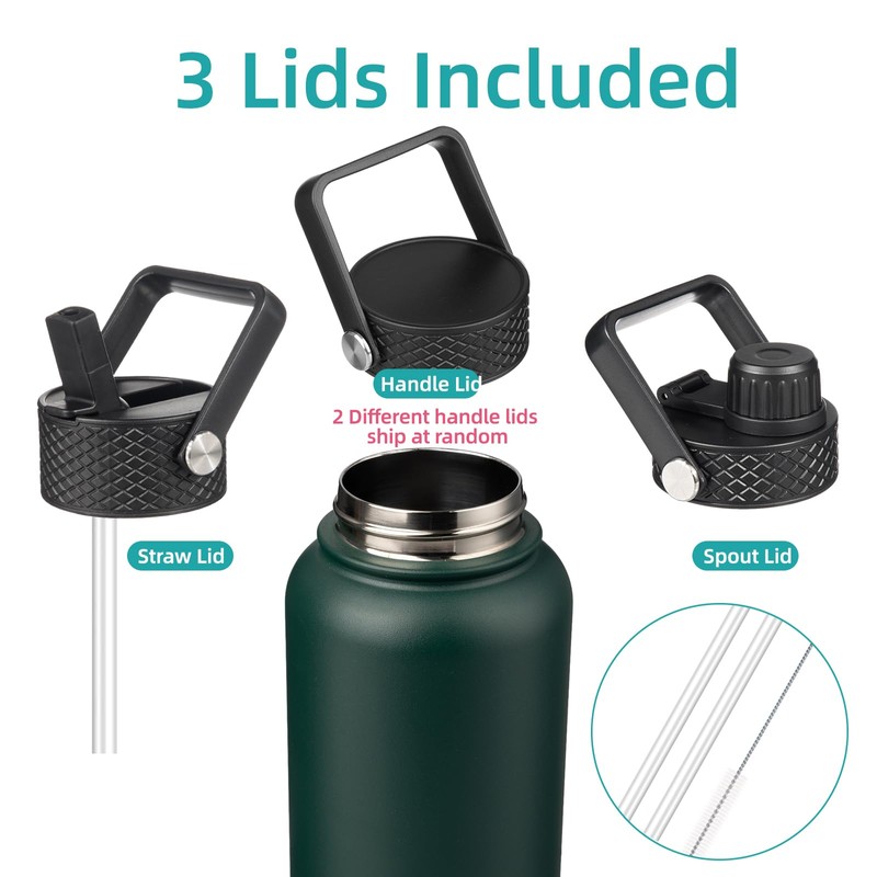 Konokyo 32 oz Insulated Water Bottle Stainless Steel Sport Bottles