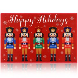 Minatee Nutcracker Doormat Happy Holidays Doormat Washable Non Slip Floor Rugs Christmas Soldier Floor Mat for Front Porch Door Bathroom 24 x 16 Inches(Classic Style)