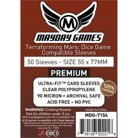 Premium Terraforming Mars: Dice Game Compatible Sleeves (55 x 77 MM) (Pack of 50)