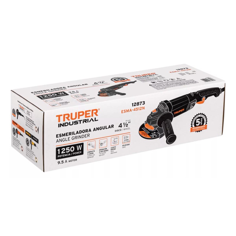 Truper Esmeriladora 4 1/2'' Ind. 1,200 W Truper 12873 Color