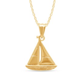 AFFY Sailboat Pendant Necklace In 14K Yellow Gold Plated 925 Sterling Silver 18" Chain