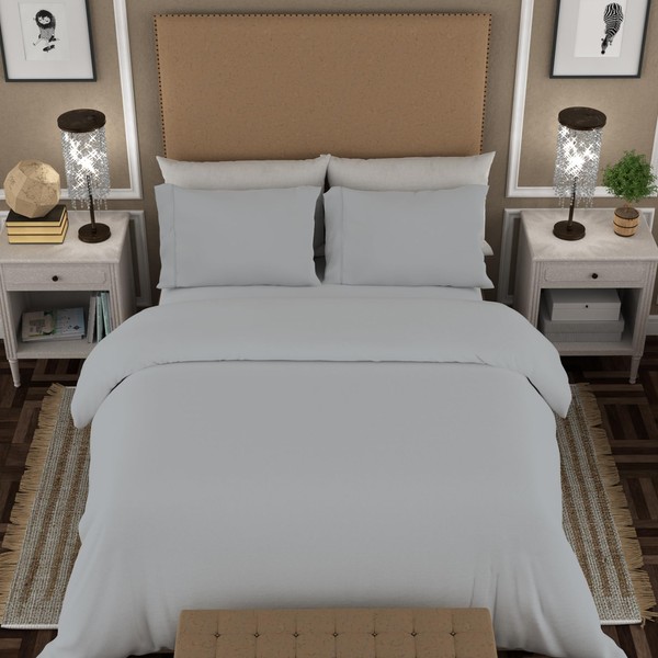 COLOR SENSE 100% Cotton Single Duvet Cover Set Light Grey