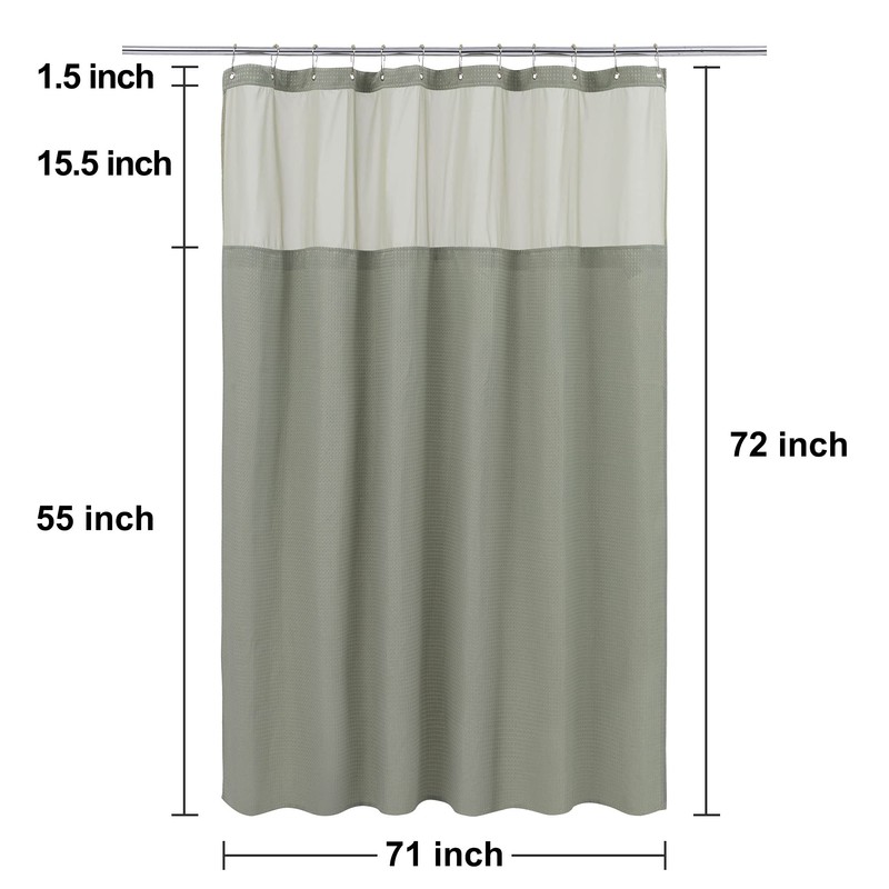 N&Y HOME Waffle Weave Shower Curtain with Snap-in Fabric Liner