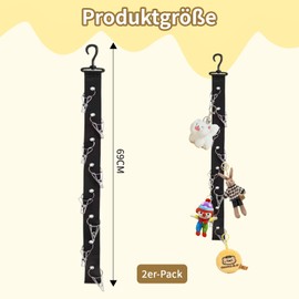 Pack of 2 Soft Toy Storage, Hanging Cuddly Toy Storage, Cuddly Toys with 8 Clips for Dolls, Plush Toys, Hats & Decoration for Toy Storage, Children's Room, Black
