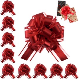 10 Stück Große Geschenkschleife, 22cm Geschenkbänder Ziehschleife Rot, für Auto Dekor Hochzeit New Houses Party Feier Geschenkeschleife Tüten-Rot Dekoschleifen Weihnachtstag