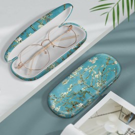 Fintie Hard Shell Eyeglasses Case, Portable Protective Glasses Cover Eyeglass Holder Box with Cleaning Cloth for Men Women, Blossom