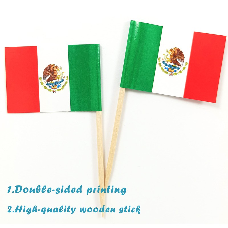 JBCD Mexico Toothpick Flag Mexican Mini Small Cupcake Topper Flags,