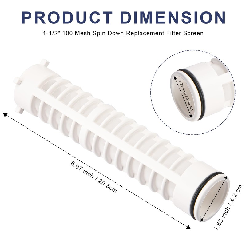 1-1/2" 100 Mesh Spin Down Sediment Replacement Water Filter Screen,