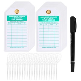 Lionshop Heavy Duty Legend "Emergency Shower & Eye WASH Test Record ", Double-Sided Inspection Tag, 5.75" Height x 3" Width, 0.375" in Brass Eyelet Size, Green Ink on White, Polyester (Pack of 25)