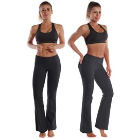 BUBBLELIME 29"/31"/33"/35" 4 Styles Women's Bootcut Yoga Pants Tummy Control - Back Pockets_Shadowcharcoal L_31" Inseam