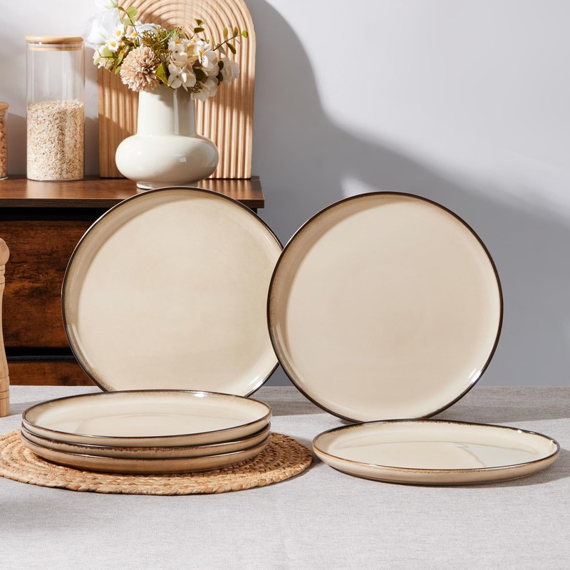 E-far 10.5” Ceramic Dinner Plates Set of 6, Large Reactive