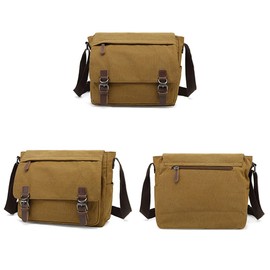Sechunk Canvas Vintage Messenger Bag Shoulder bag Leather Cross body bag Large Travel Crossbody bags for men women 15inch Laptop