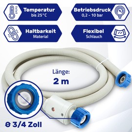 Aquastop Hose for Washing Machine and Dishwasher 2 m Water Stop with Diameter 3/4 Inch Angle and Straight Safety Valve Washing Machine Inlet Hose Monteral