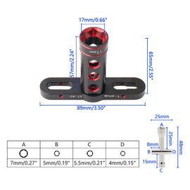 Rchobbytop 2-Pack 17mm & 4-Way Cross Wrench Set for RC Cars, Black-Red