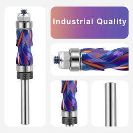 SpeTool Coated Flush Trim Router Bit 1/4 Shank with Top & Bottom Bearing, 1/2 Inch Cutting Dia