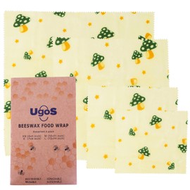 UGOS Organic Beeswax Food Wraps - Reusable Bees Wax Paper Wrap, Assorted 4 Pack (Mushrooms)