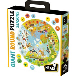 HEADU - Giant Round Puzzle Seasons - Turn and Play with the Seasons! - Learning Puzzle for Children from 3 to 8 Years, Made in Italy
