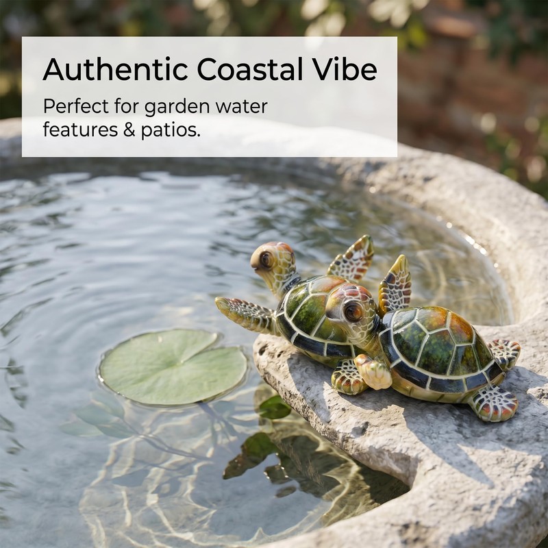 Brizoria Coastal Decor Sea Turtle Figurine Double Turtles Resin Sculpture