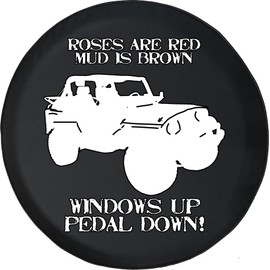 Funny Spare Tire Wheel Cover for Camper SUV Trailer Truck RV JP Thick PVC Leather | Red Roses Brown Mud Black 30 Inch