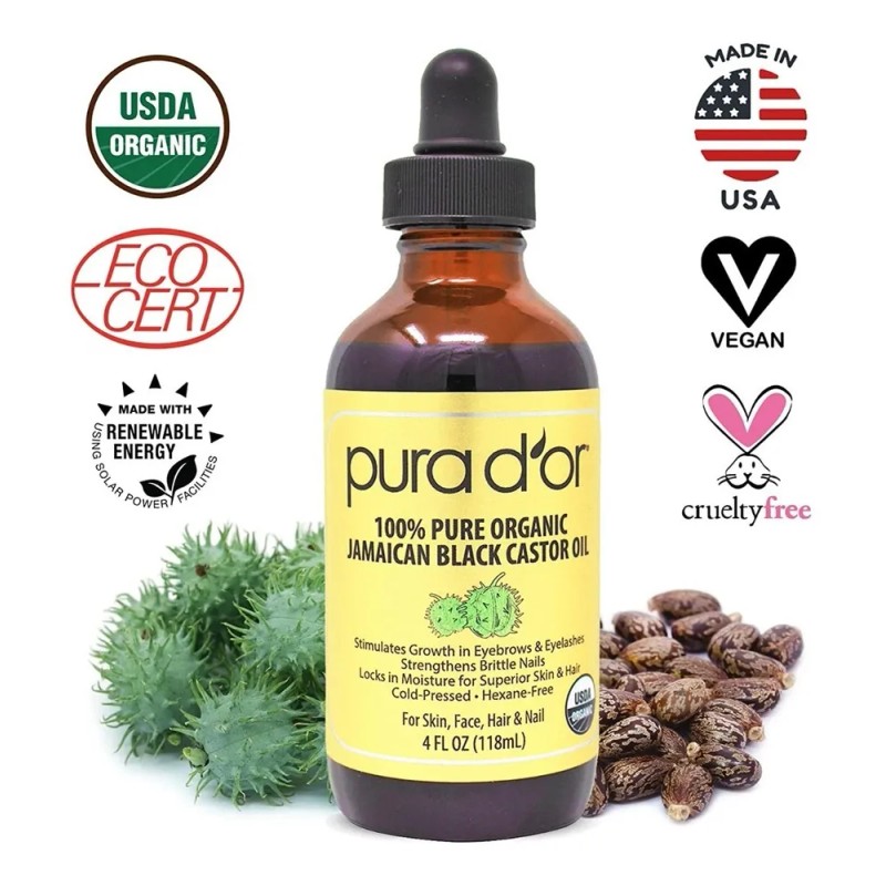 Pura D'or Aceite De Ricino Negro Jamaicano,aroma Natural Ahu
