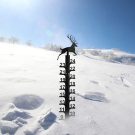 MIFXIN Snow Gauge 24 Inch Snow Depth Measuring Stick Snowfall Gauge Outdoor Iron Art Metal Detachable Snow Gauge Garden Stake for Yard Lawn Decor Christmas (Elk)