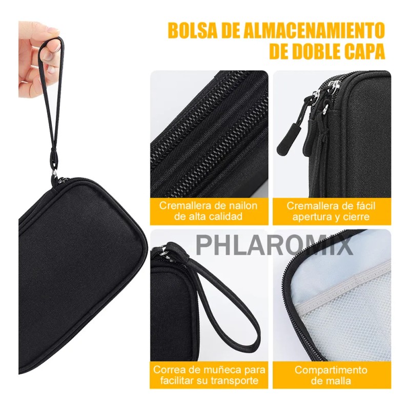2pz Estuche Cargador De Organizador Bolsa Cables Impermeable Negro
