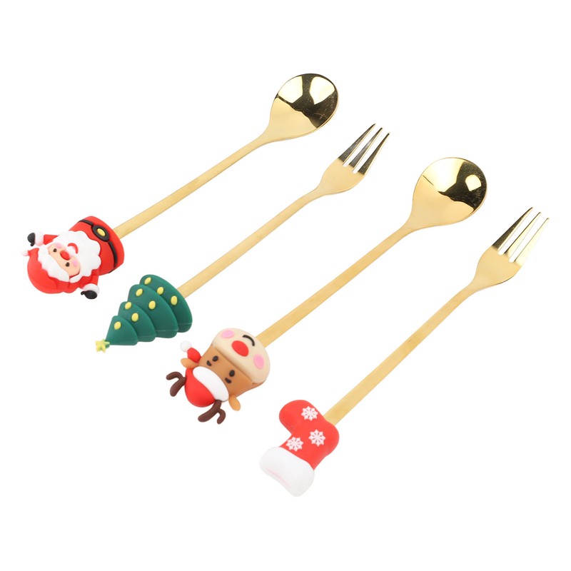 Christmas Spoons Forks Stainless Steel Cute Stylish Christmas Tableware Set