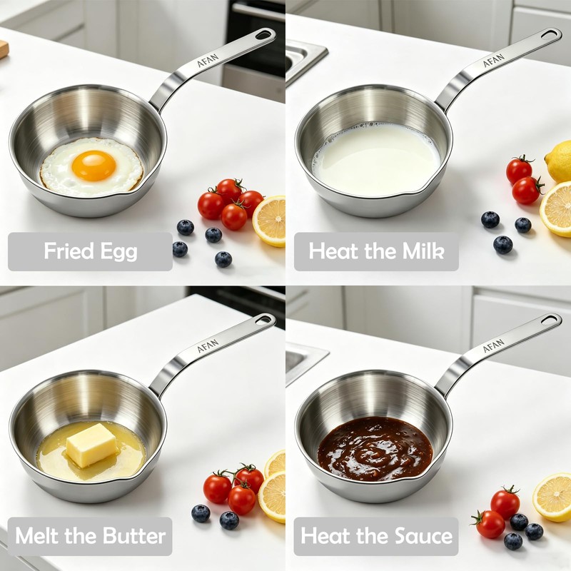 AFAN Stainless Steel Butter Warmer Pot, 13.5 fl oz Small