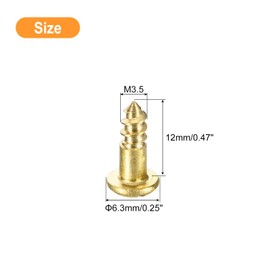 sourcing map Wood Screws M3.5 x 12mm Slotted Round Head Brass Self-Tapping Screw WoodWorking Screw 40 Pcs