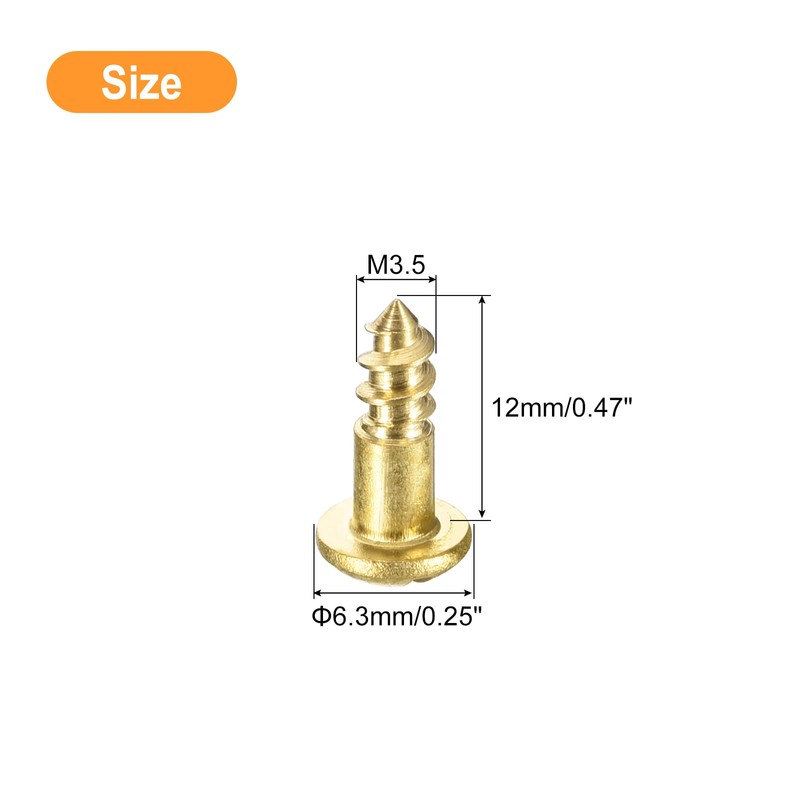 sourcing map Wood Screws M3.5 x 12mm Slotted Round Head