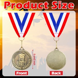 Remuuly Kindergarten Graduation Medals for Kids 2'' Preschool Award Medallion with Neck Ribbon Congrats Graduation Gifts for School Student Party Favor Supplies(30 Pcs,ABC)
