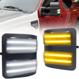 Gorromp Switchback Side Mirror Marker Lamps For 2008-2016 F250 F350 F450 F550 Super Duty F-ord Pickup Trucks Left&Right Mirrors White LED Parking Running Light Amber LED Turn Signal Lights Black Lens