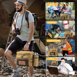 BERRYRIZZ Tactical Reusable Lunch Bag for Men/Women - Insulated Lunch Box Leakproof Lunch Pail Freezable with Adjustable Shoulder Strap,Lunch Cooler Bag for Work Office Picnic Beach，Brown