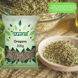 Puregro Oregano 100g | Premium Dried Oregano Leaves | Aromatic & Flavourful | Ideal for Italian, Mediterranean & Mexican Dishes | Perfect for Pizza, Pasta, Salads & Sauces | Weight 100g | Pack of 1