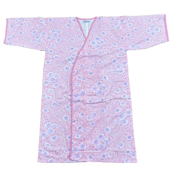 Reveur 2460F Gauze Sleepwear, 3/4 Sleeves, 3/4 Length, 1 Piece, Color, Made in Japan, Safe and Secure for Pajamas, Hospital, Nursing Care, Pink