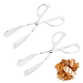 Anseom Stainless Steel Food Tongs Pack of 2 Food Tong BBQ Kitchen Cooking Tongs Stainless Steel Scissors Tongs Pastry Tongs Salad Tongs Kitchen Stainless Steel Buffet Tongs Stainless Steel Barbecue