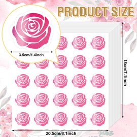 Whaline 500Pcs Rose Stickers Pink Foil Flower Envelope Seal Stickers Self-Adhesive Label Decals for Wedding Invitation Valentine's Day Cards Envelope Supplies