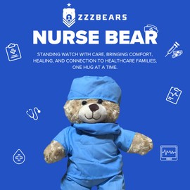 Nurse Hugs-a-Lot Teddy Bear by ZZZ Bears, Gift for Kids & Adults in The Hospital, Nursing Students & Healthcare Heroes, Get-Well-Soon Bear for Surgery Recovery