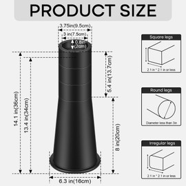 Bed Risers Adjustable Furniture Risers - Heavy Duty 8 inch or 10 or 12 or 13.4 inch Non-Slip Lift Supports for Beds/Couches/Sofas, Durable Round Design with Creates Storage Space (13.4 Inch 4 pack)