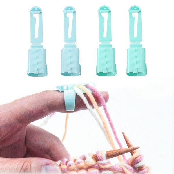 TSUWNO Set of 4 Adjustable Crochet Rings with Thread Guide for Knitting and Crocheting, Yarn Guide and Finger Holder