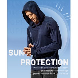 MIER Men's Fishing Shirts Long Sleeve Sun Protection Hoodie for Running Workout Hiking, 2 Pack, Navy & Light Grey, 3XL