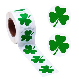 Tabanzhe 500PCS St. Patrick's Day Stickers - Roll of Shamrock Sticker Labels - Roll Christmas St Patrick's Day Stickers, Shamrock Roll Sticker Label