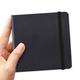 5" x 5" Square Handy Pocket Hardcover PU Leather Sketchbook,80 Sheets 110 GSM Premium Black Paper, Acid Free Art Black Sketch Book Artistic Drawing Painting Writing for Beginners Artists.Black Paper