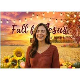 LTLYH 7x5ft Fall for Jesus Backdrop – Christian Autumn Harvest Background with Cross, Sunflowers, Pumpkins for Thanksgiving Religious Party Decor Photography 284