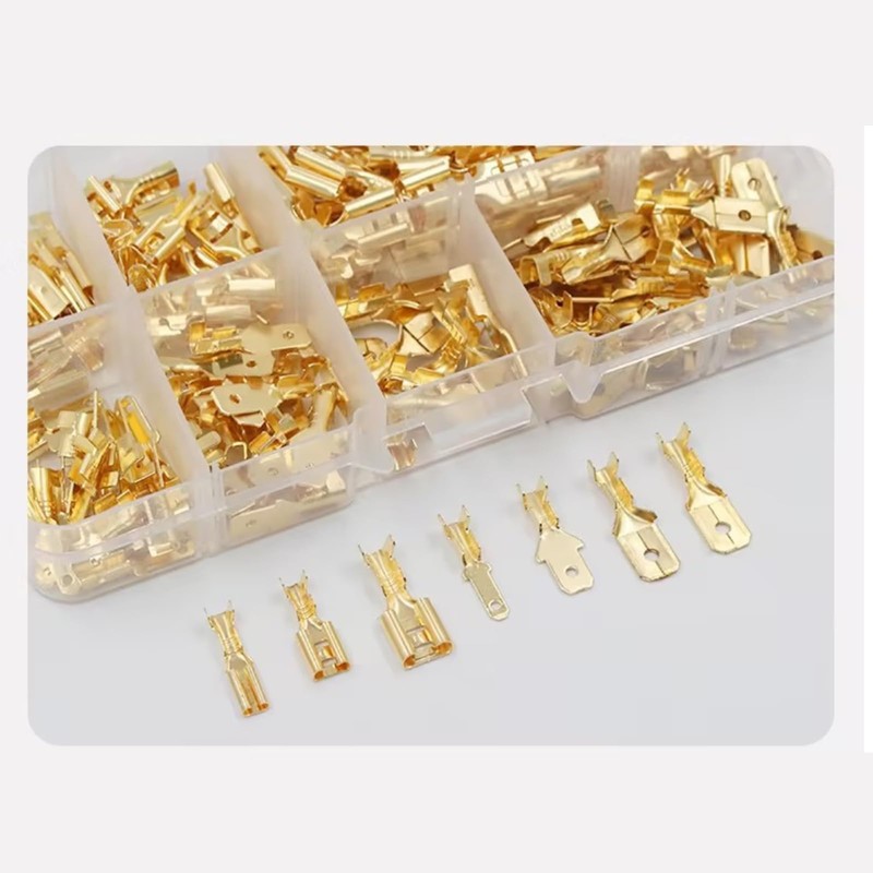 Flat Terminals, Crimp Terminals, Male, Female, 315 Pieces, Brass, Insulation