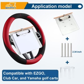 Mixopoly Golf Cart Steering Wheel Scorecard Holder with Pencil Holder Direct Fit for EZGO, Club Car, Yamaha Golf Carts Upgrade Adjustable Sturdy Clip Made of 5mm Thick Acrylic